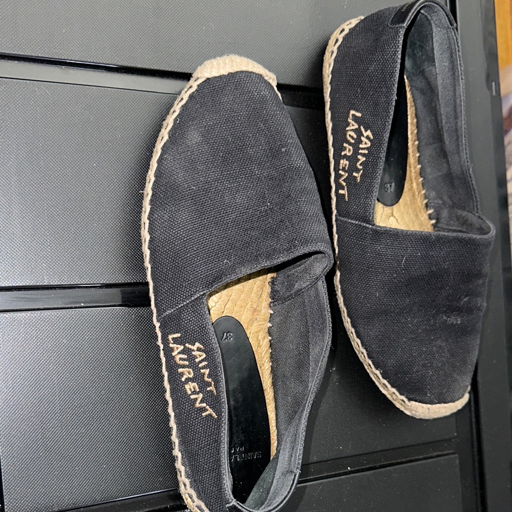 Yves Saint Laurent Black Canvas Loafers